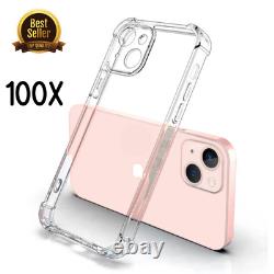 100X Wholesale Shockproof Clear Case Lot For iPhone 14 13 12 11 Pro Xs XR 8 7 6s