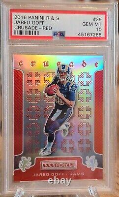 2016 Panini R&S Jared Goff RC Crusade Red /99 Psa 10! (SCRATCH ON FRONT OF CASE)