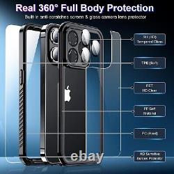 2023 iPhone 15 Pro Max Case Waterproof Builtin Screen Protector IP68 Cover BLACK