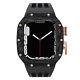 Carbon Fibre Case For Apple Watch 8/7/se/6 45/44mm Silicone Strap Rubber Band