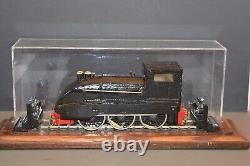 Cased Vintage Metal Scratch Built/Folk Art Steam Train On Tracks, c1960