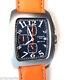 Locman Sport Chronograph Watch Model 487 Navy Blue, /orange Strap, New