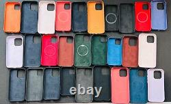 Lot of 28 Genuine Apple Silicone & Leather iPhone Cases 11 12 13 14 Pro Pro Max