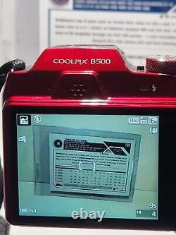 Nikon Coolpix B500 Digital Camera Red No Dents Scratches Tested Scandisk & Case