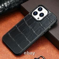 Real Crocodile Skin Case Fr iPhone 13 Pro Max 14 Genuine Alligator Leather Cover