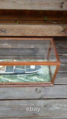 Vintage/Antique Handmade Scratch Ship In Glass Case